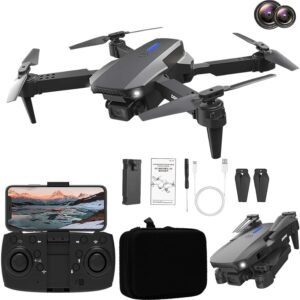 Dron con cámara HD de 1080P, cuadricóptero RC aéreo plegable con…